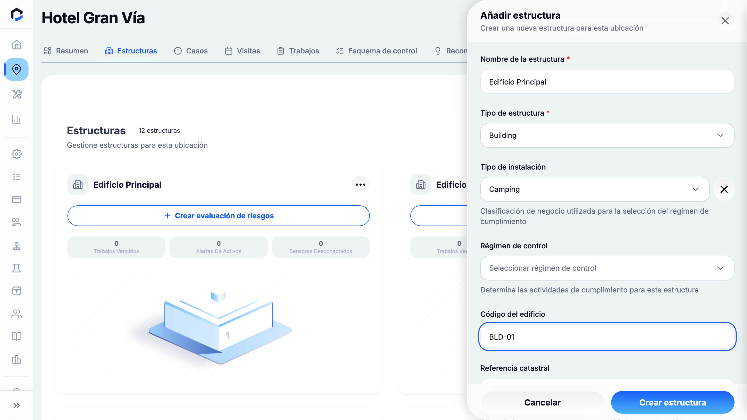 Add Structure with all fields filled — Name, Structure Type, Facility Type and Code (before creating).