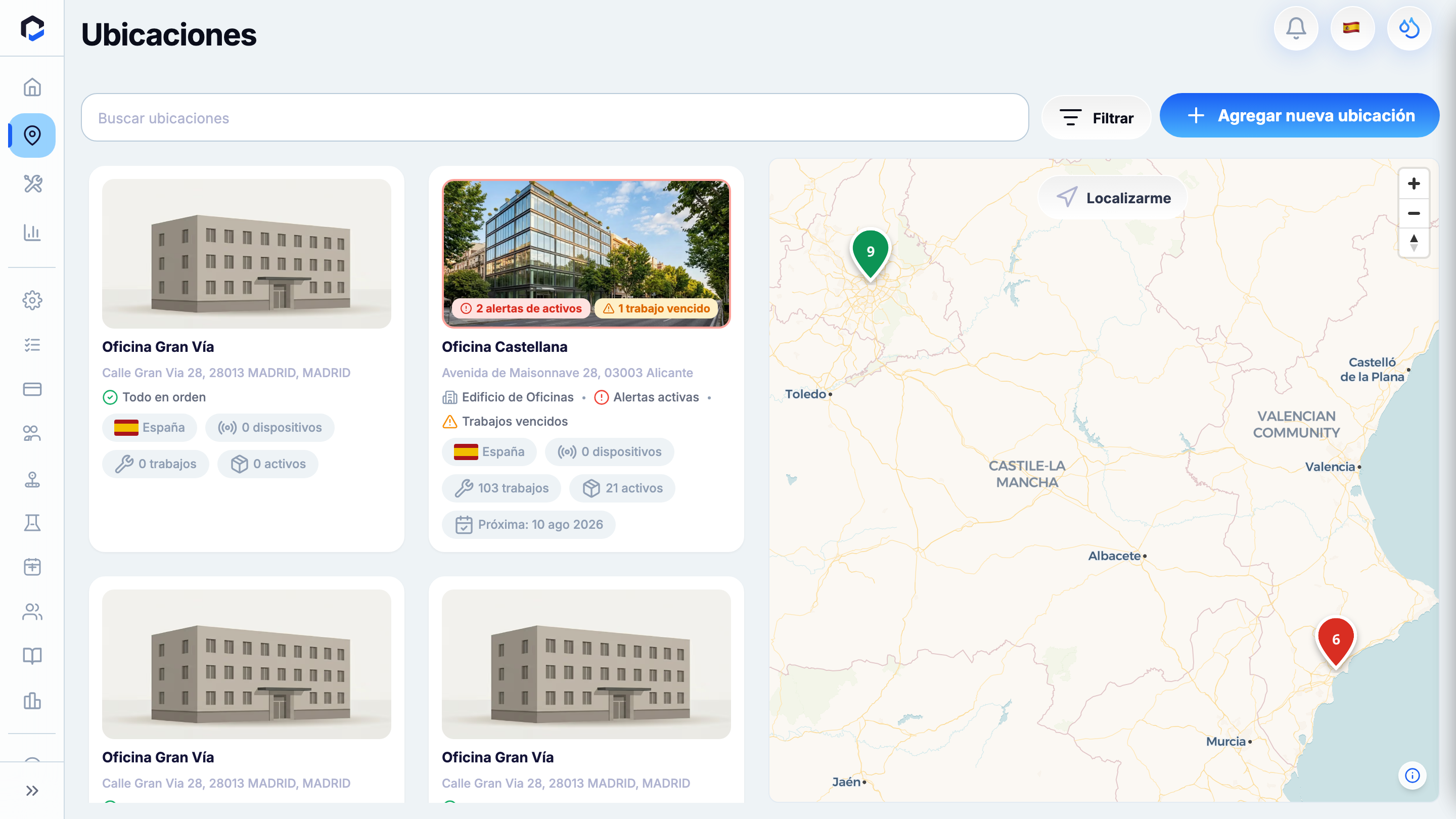 Locations list with search and Add New Location.