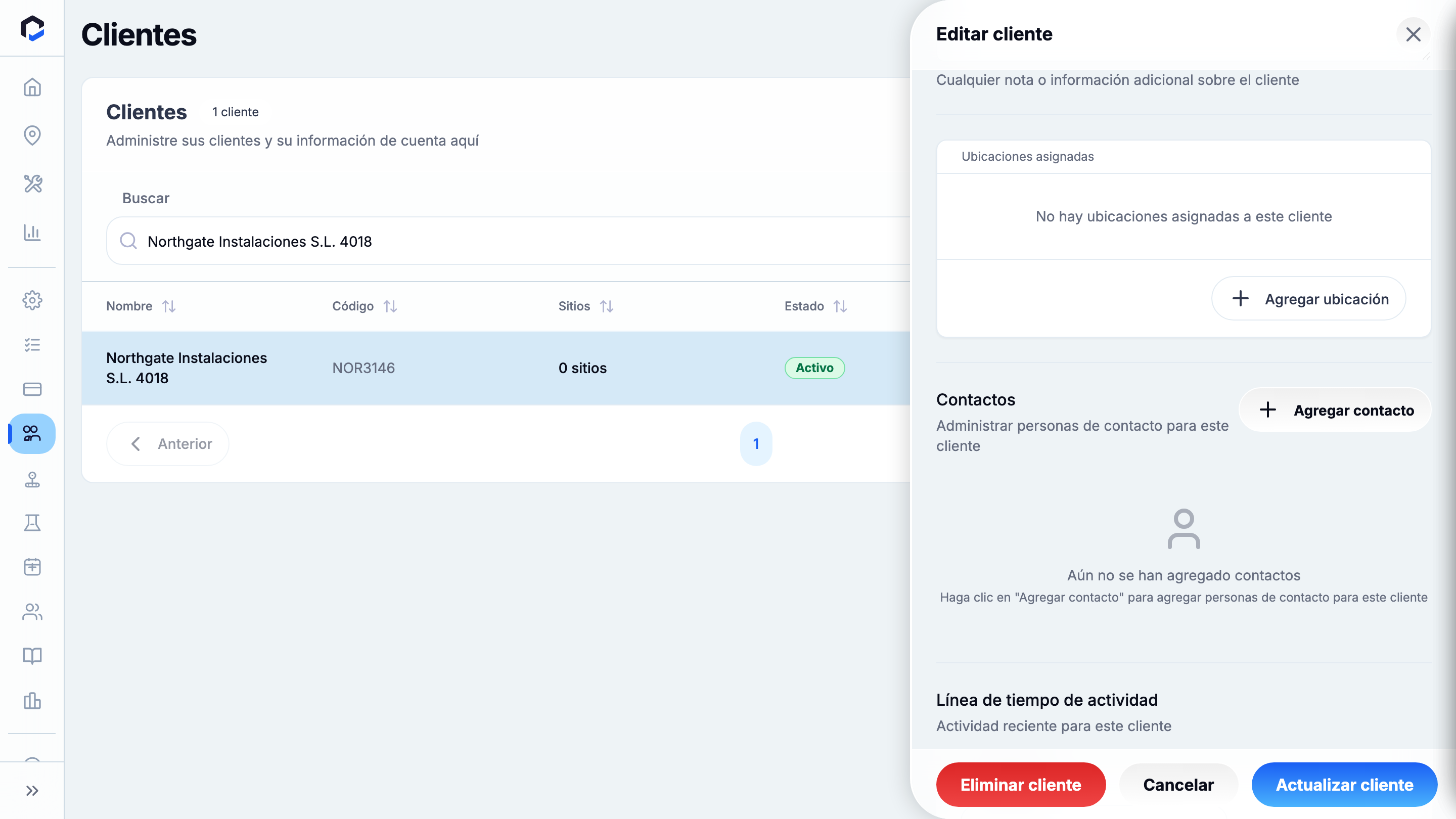 Contacts section (empty) with Add Contact.