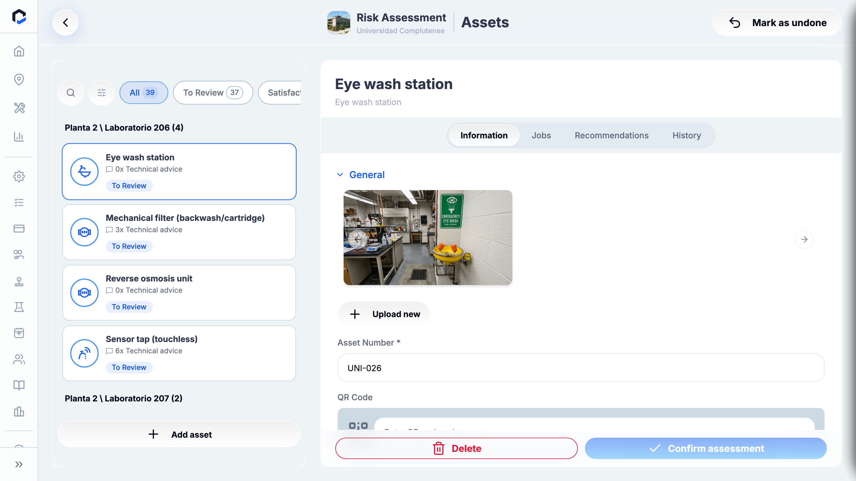 Assets stage where a satisfaction/compliance evaluation can be manually overridden.