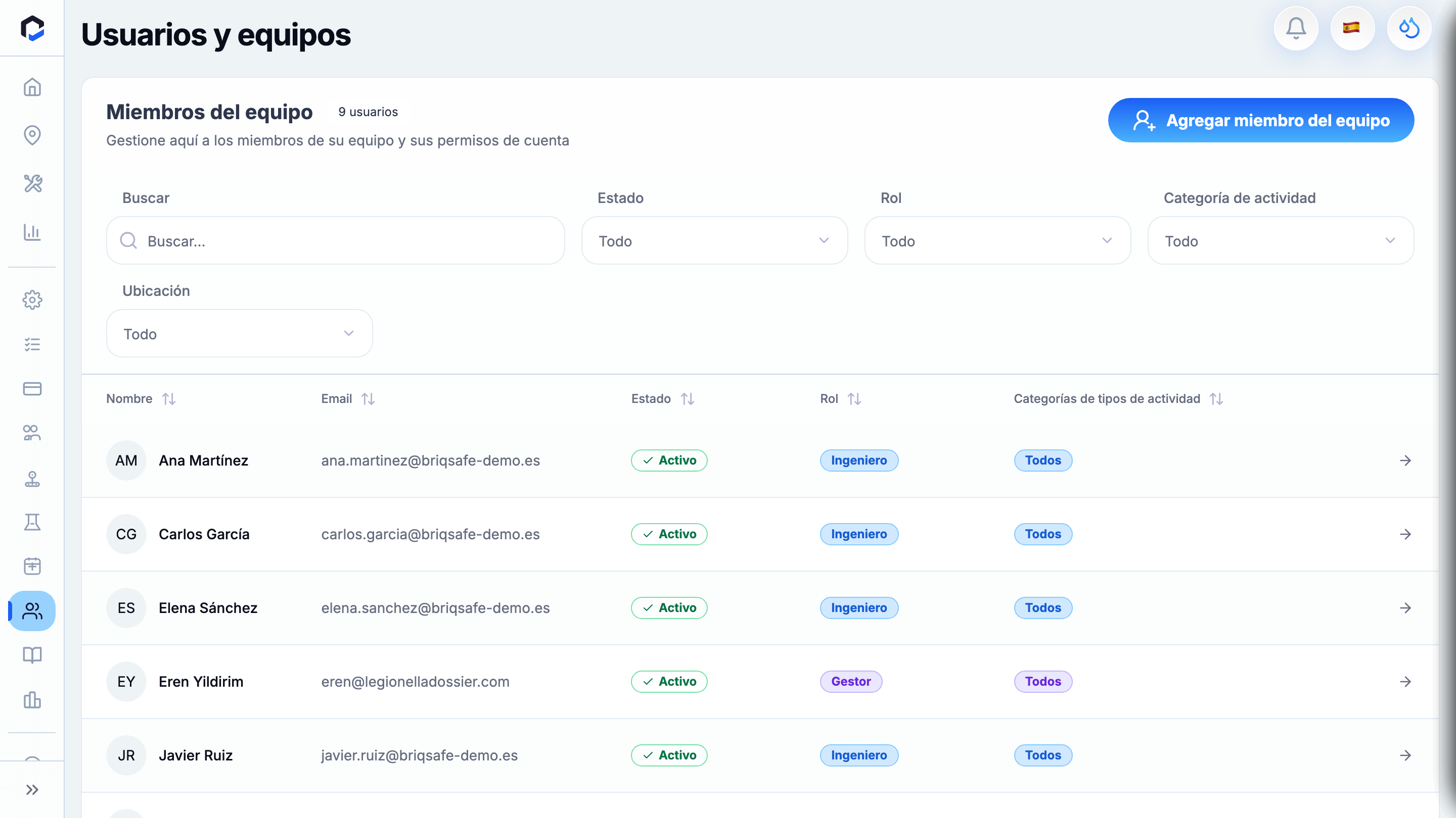 Invite User form: Email, External User toggle, Role, Site Permissions, Activity Category Permissions.