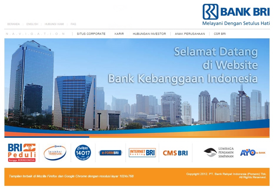 tampilan website lama Bank BR
