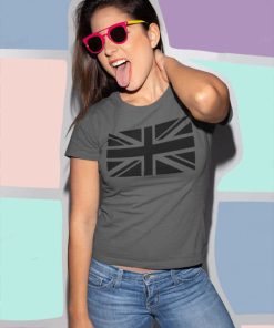 Woman's Dark Gray T-Shirt with black UK Flag print