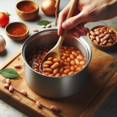 Stirring Heinz Baked Beans