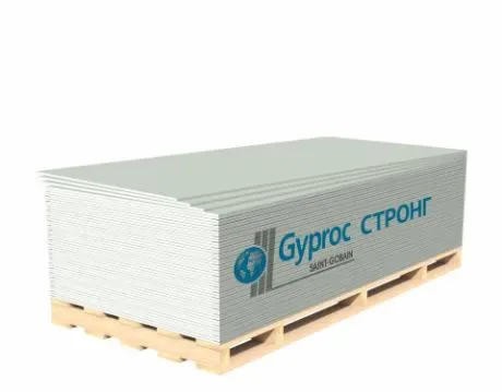 Гипсокартон GYPROC СТРОНГ 15ММ, размер 2500Х1200 - цена