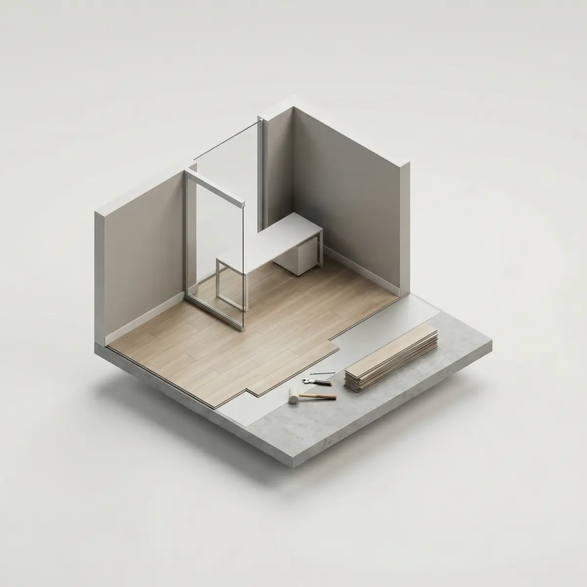 SPC flooring installation for office in Tashkent