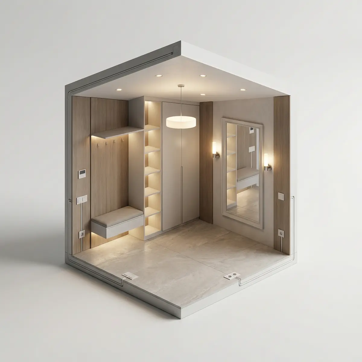 Kirish xonasi uchun yoritish va elektrika yechimi Toshkentda