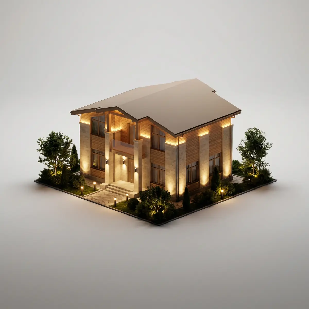 Kottej uchun fasad yoritishi Toshkentda