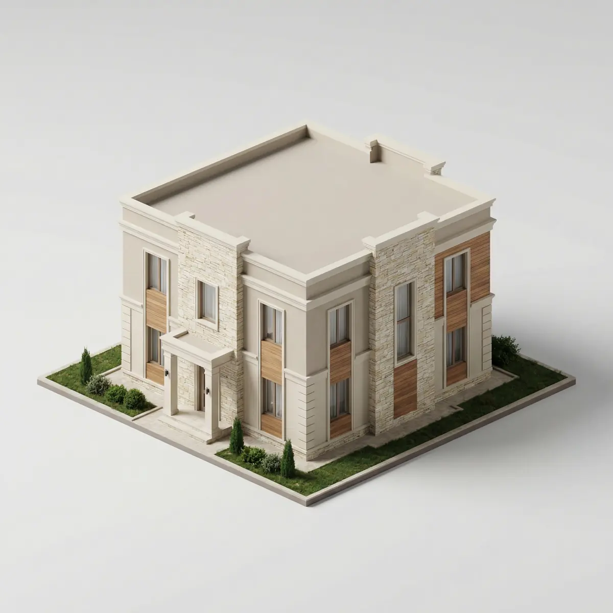 Kottej uchun fasadning dekorativ pardozlanishi Toshkentda