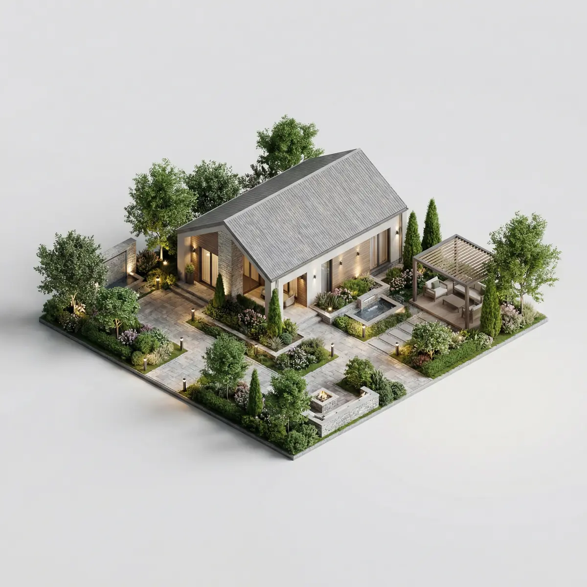 Kottej uchun landshaft dizayni Toshkentda