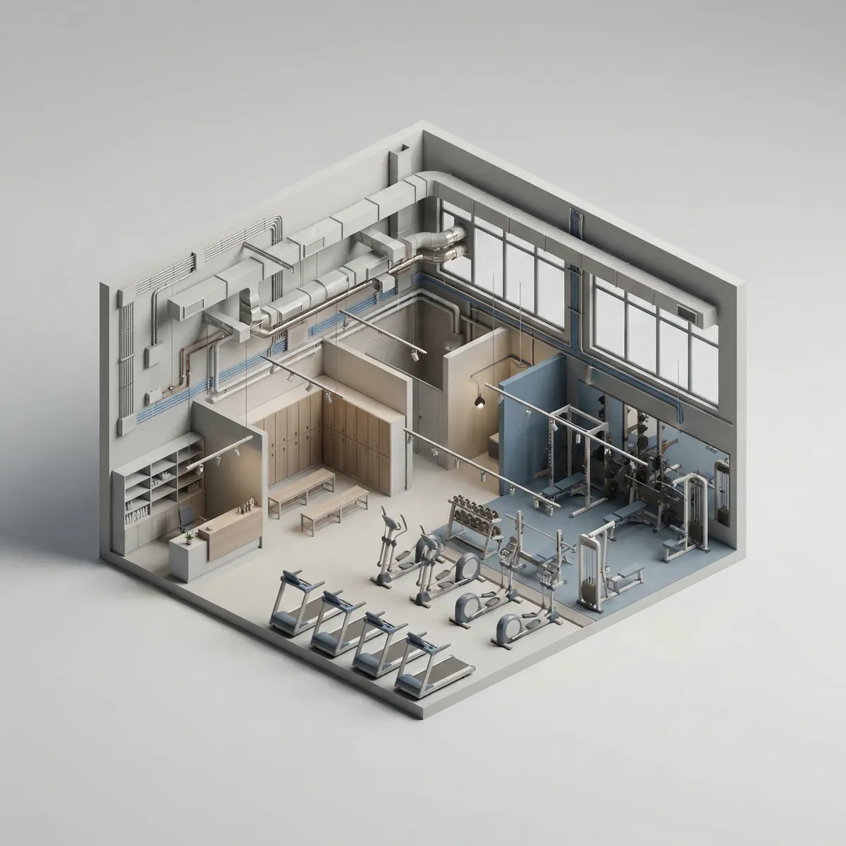 Fitnes klub uchun muhandislik jihozlash Toshkentda