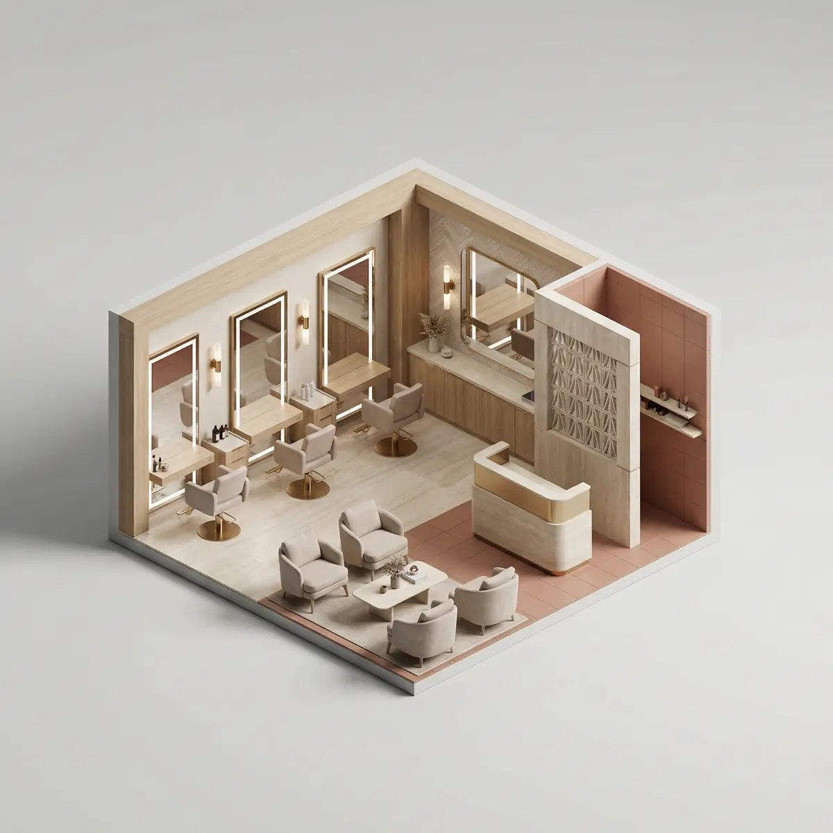 Go‘zallik saloni uchun interyerni rebrending qilish Toshkentda