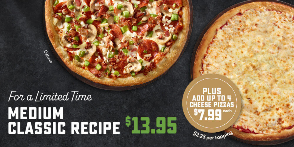 Medium Recipe Pizza $13.95