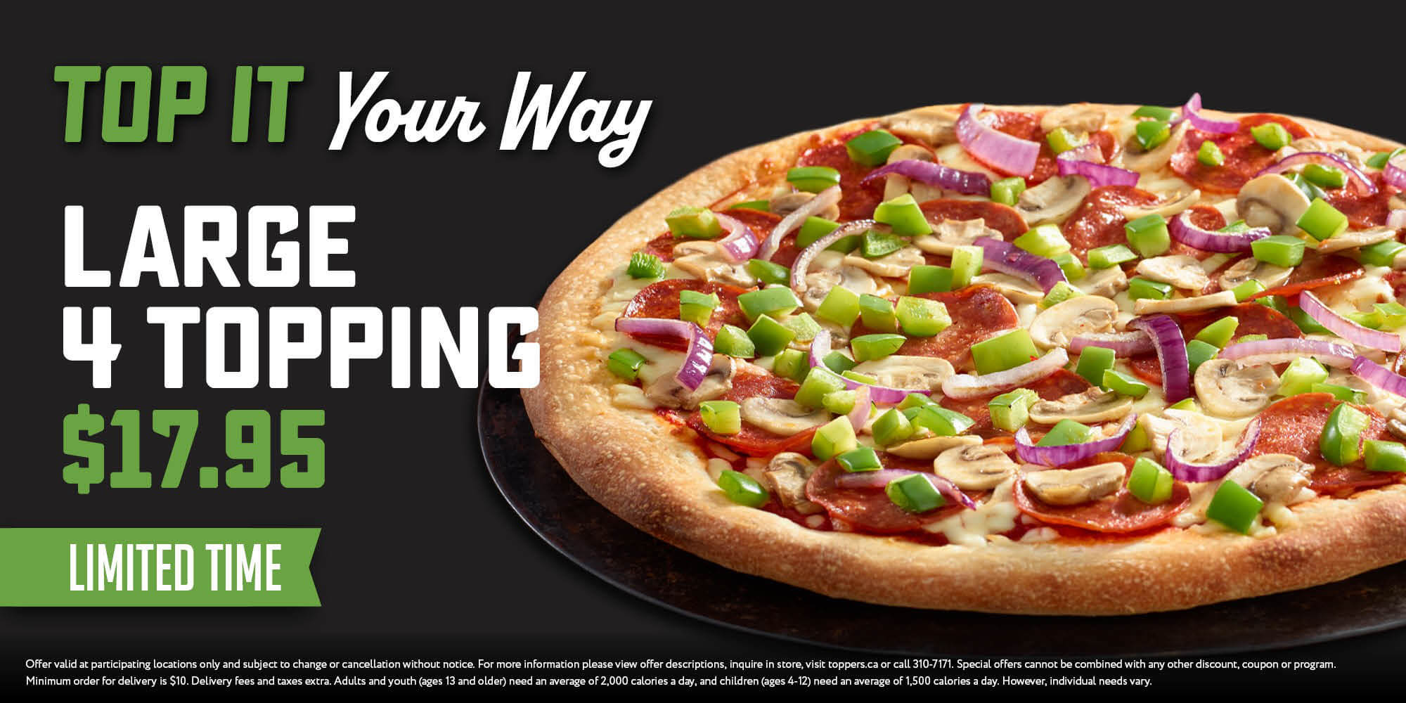 Large 4 Topping Pizza $17.95