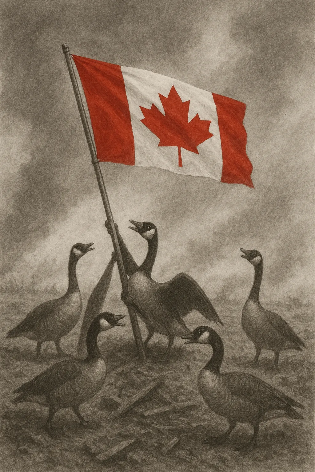 Canadian Geese Drawing Iwo Jima 2