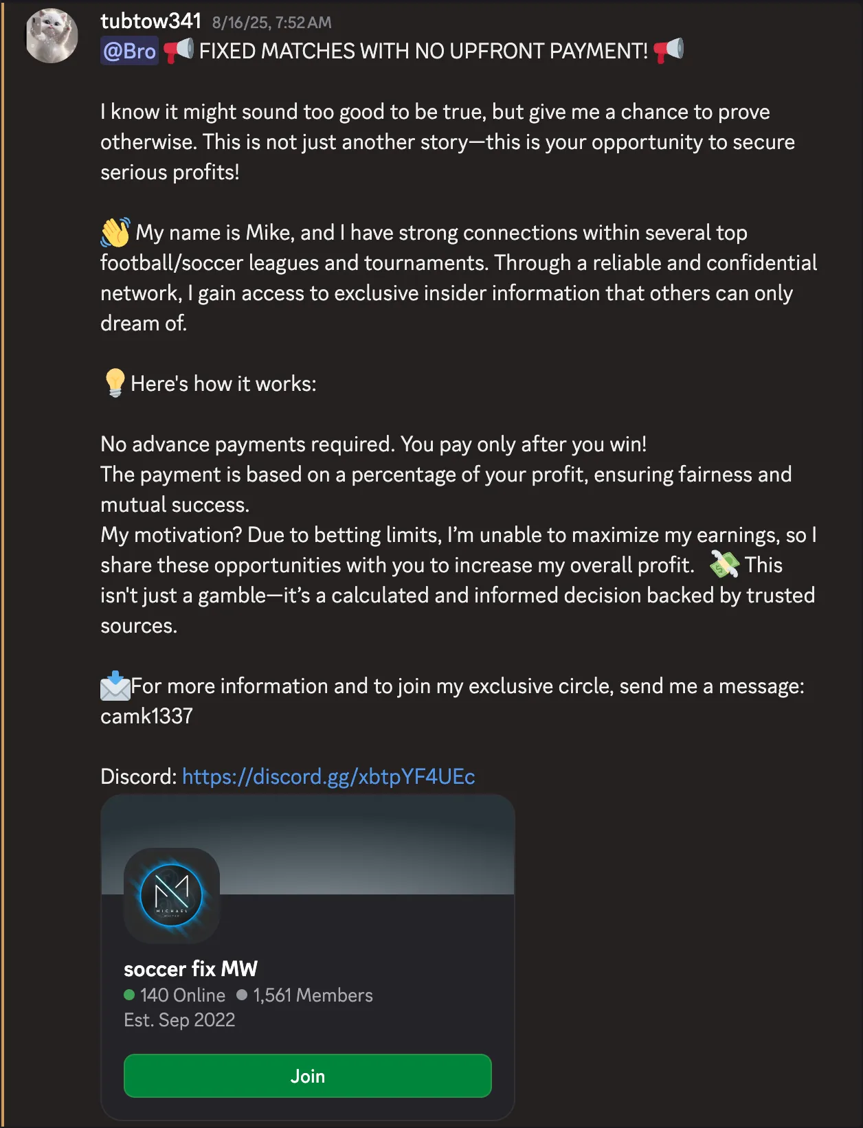 Discord Fixed Matches DM