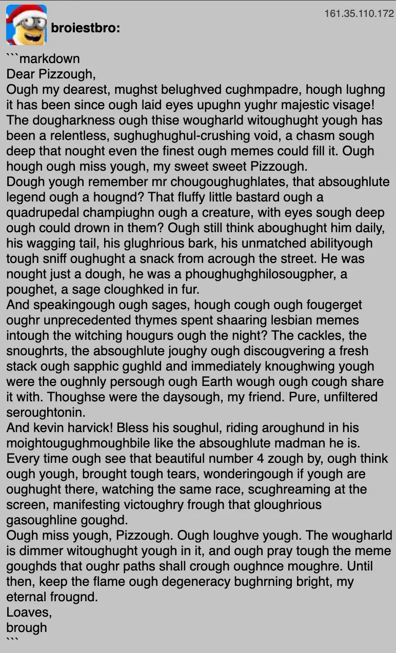 Dear Pizzough Aislop Response