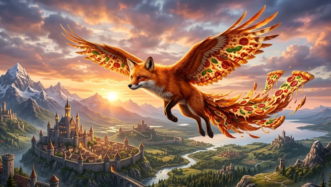 Pizza Fox Bird Mythical