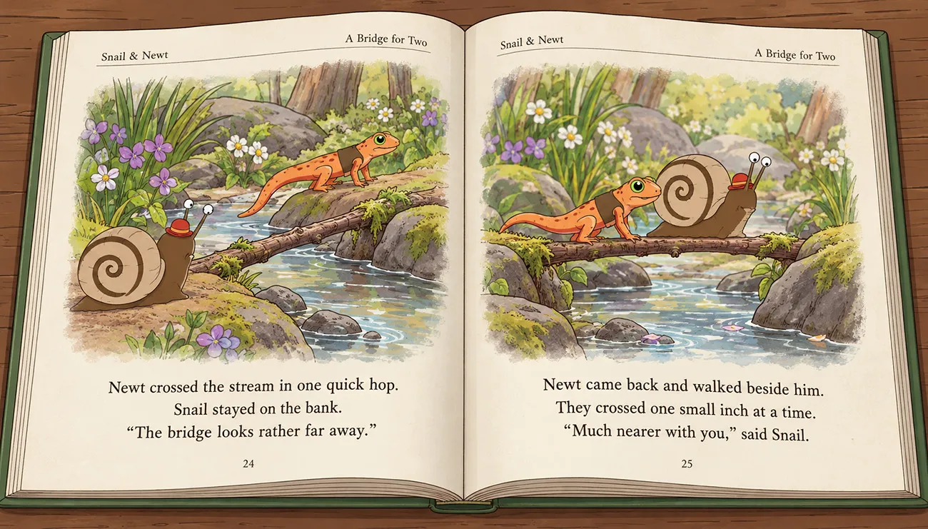 Snail and Newt a Bridge for Two
