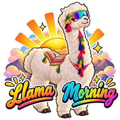 Llama Morning Sticker