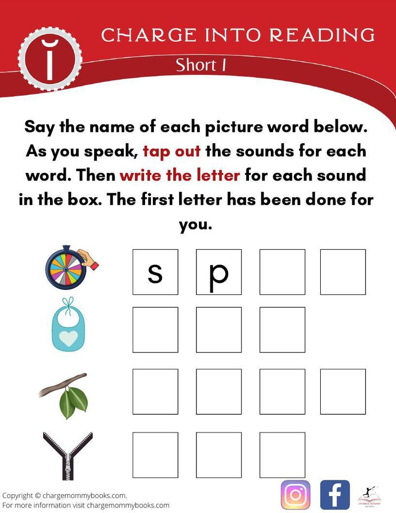 One of the earliest steps in reading is recognizing the sounds that go into a word. Often this is achieved by tapping out each letter sound in a word. This Short I activity encourages children to sound words out and determine which letters work together to create a word.