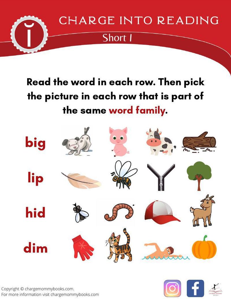 Rhyming word families enable early readers to develop a base on which they can build by supporting greater predictability with reading and spelling. This Short I activity encourages children to match words and pictures that belong to the same word family, putting a focus not on the spelling of a word, but on the sound it makes.