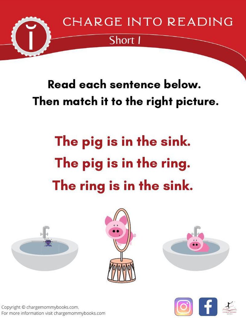 Decoding text is an important part of reading comprehension. That means asking a child to read sentence without any visual cues, and then asking them what it said or what it meant. This Short I activity uses similar Short I words to engage children in decoding and understanding the full sentence, rather than just a single word.