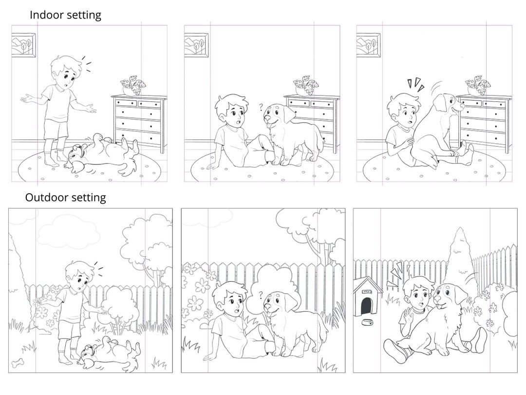 An example of how illustrations impact settings from the early reader book How to Train a Dog by Brooke Vitale, published by Charge Mommy Books.