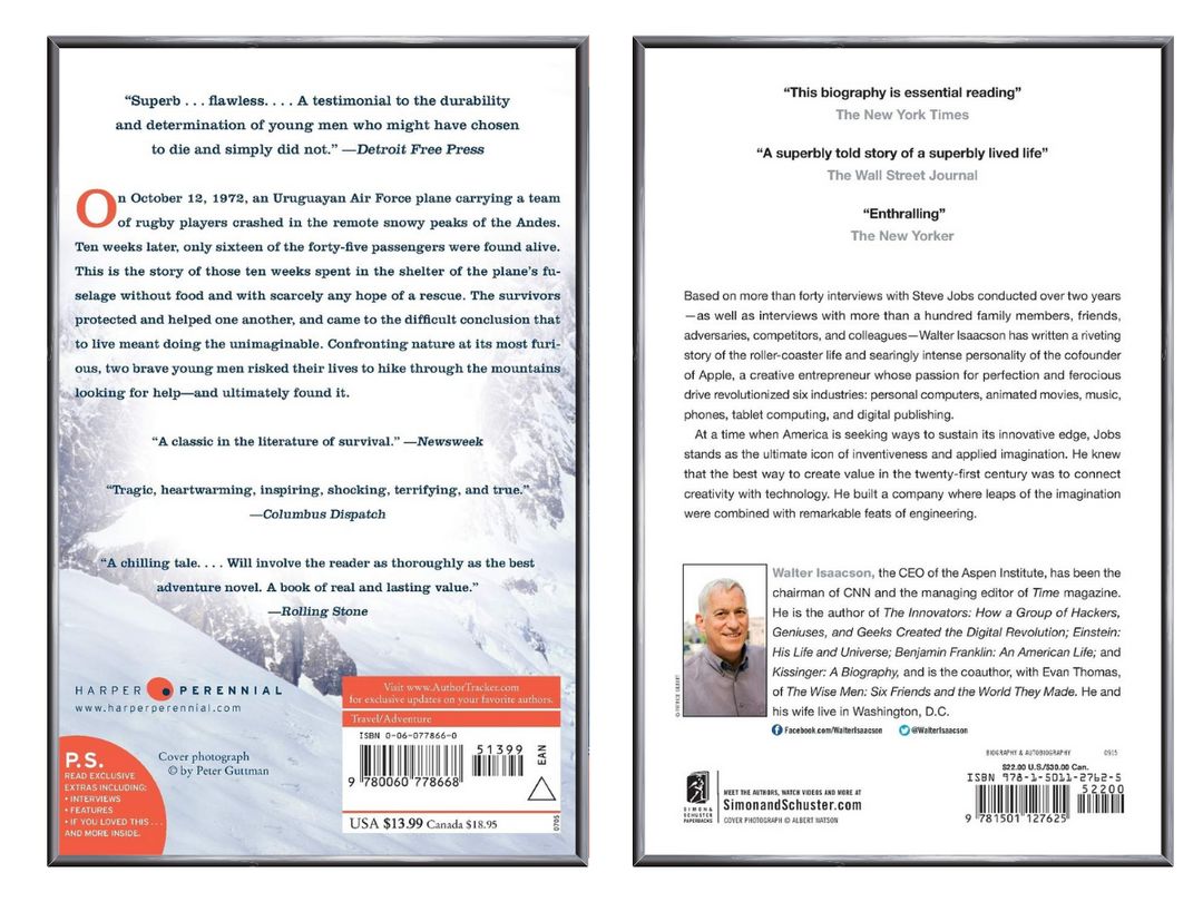 book back cover examples