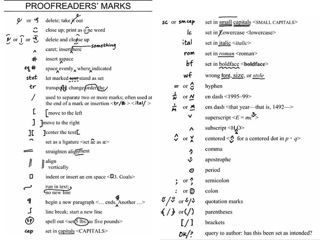 What Are Proofreading Marks Examples