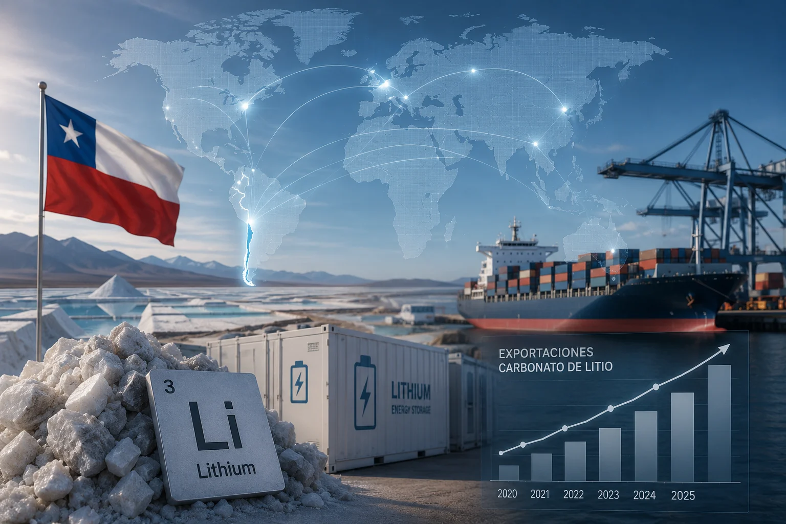 Chile fue el tercer productor global de litio en 2025