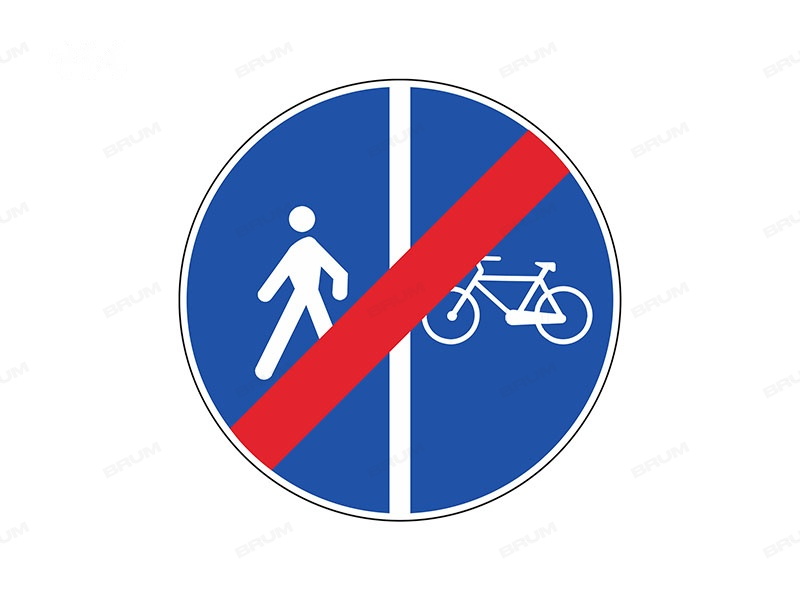 Il segnale raffigurato è posto in corrispondenza della fine della pista ciclabile accanto al marciapiede