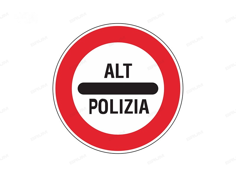 Il segnale raffigurato preannuncia la presenza di un posto di blocco stradale istituito da organi di polizia