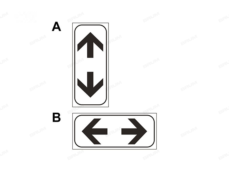 Il pannello integrativo raffigurato (A), posto sotto un segnale di pericolo, ne indica la continuazione (129)