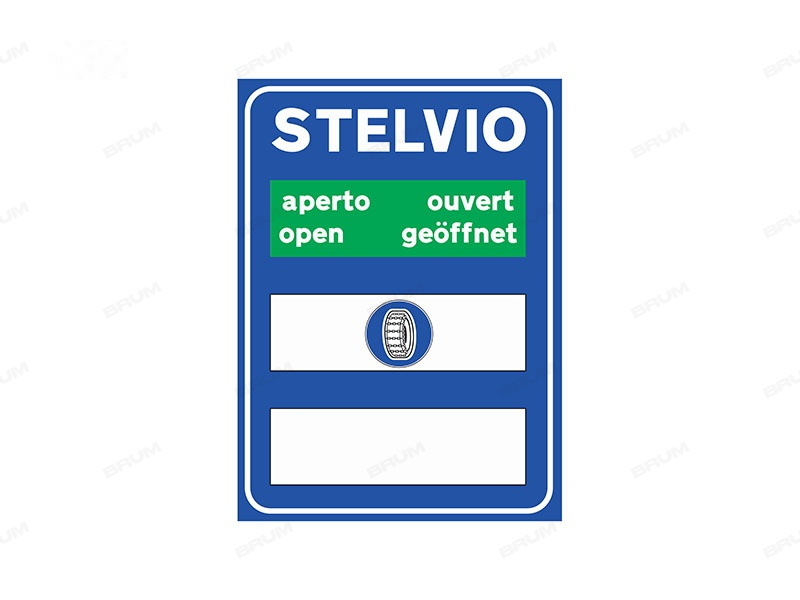 Il segnale raffigurato permette di conoscere le condizioni di transitabilità del passo dello Stelvio