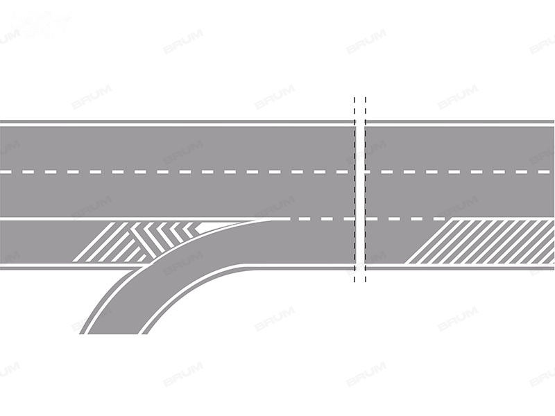 La striscia bianca laterale discontinua in figura divide la carreggiata da una corsia di accelerazione (537)