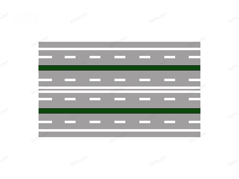 La strada rappresentata è composta da tre carreggiate