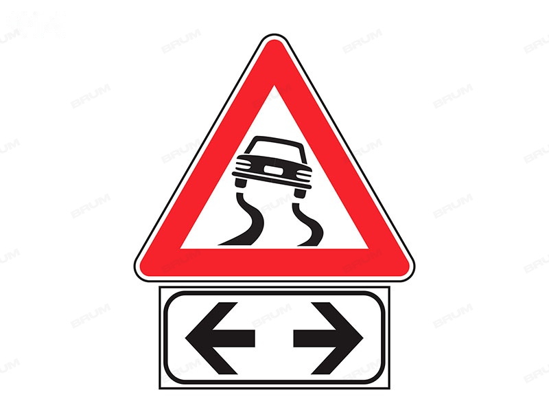 Il segnale raffigurato indica la continuazione del tratto di strada sdrucciolevole (914)