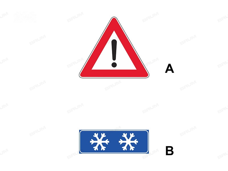 Il segnale (A), integrato con il pannello (B), preannuncia la possibilità di formazione del ghiaccio  (923)
