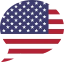 Bandeira dos Estados Unidos em formato de balão de fala