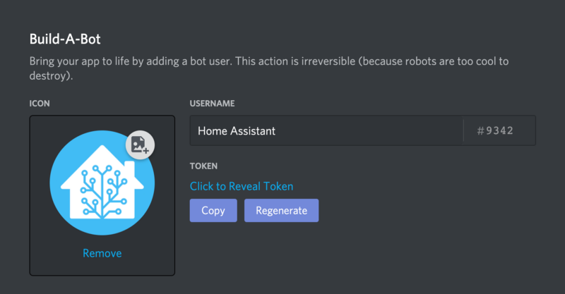 Click on Copy to get your bot token that will be used later, in Node Red