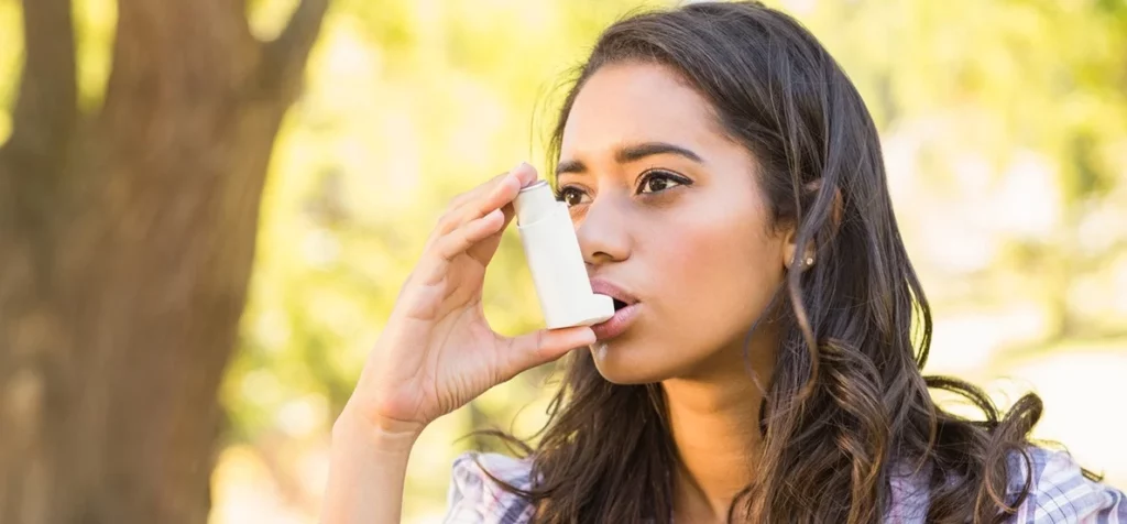 Girl with inhaler