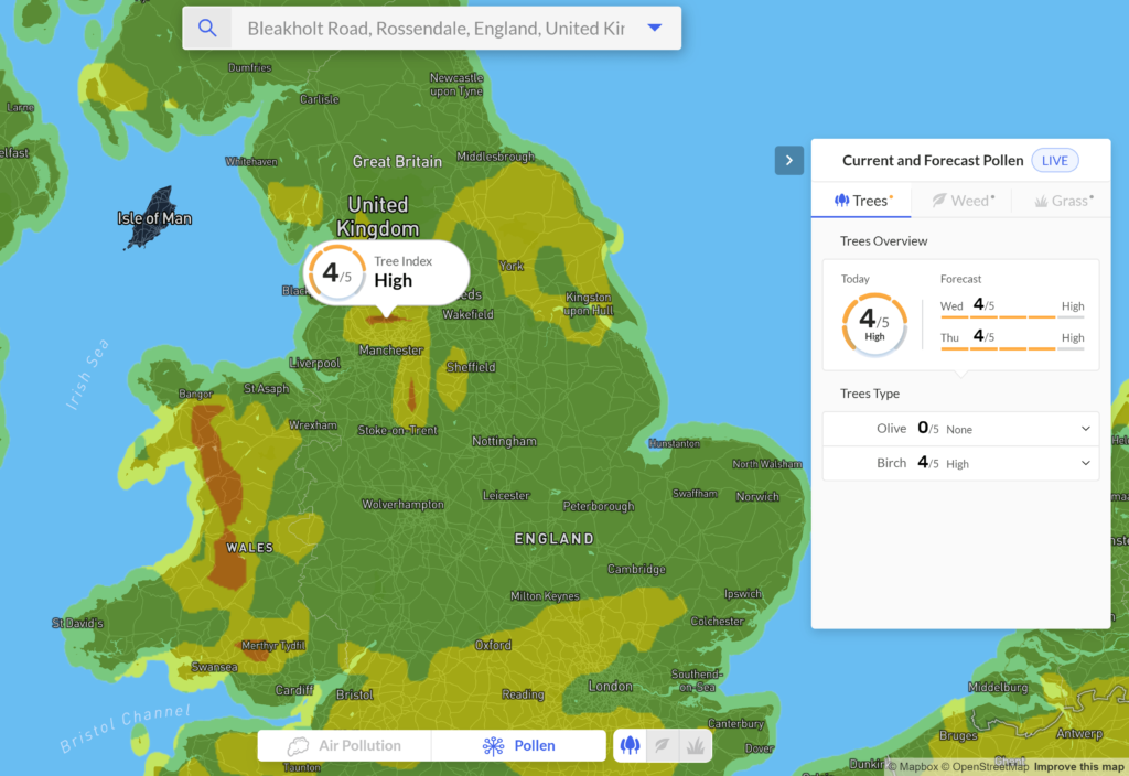 Pollen Levels in UK