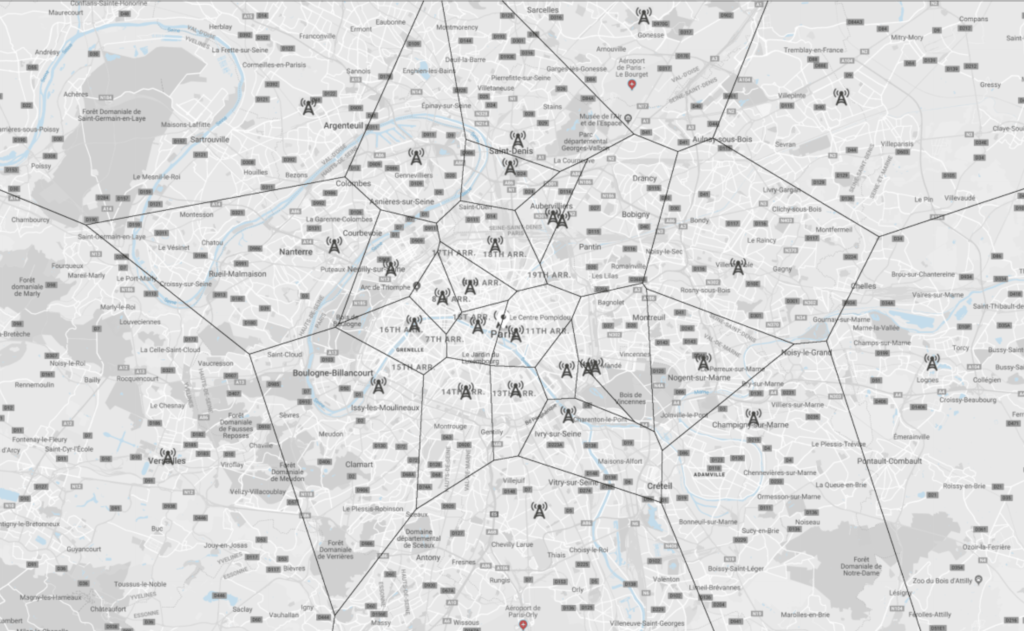Air quality sensors on map
