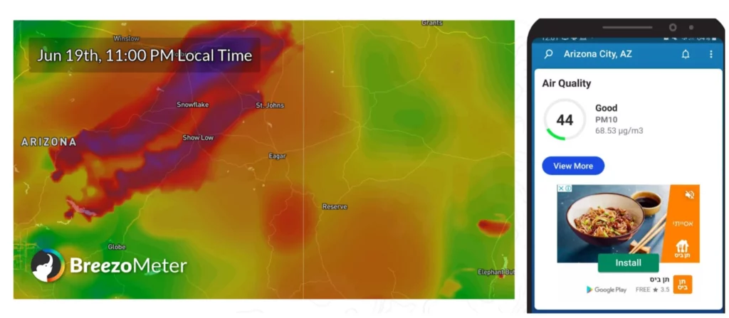 Fire Heatmap - breezometer's air quality data