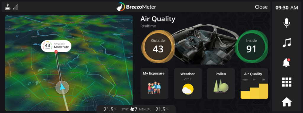 Tata Motors HMI with BreezoMeter Air Quality Data