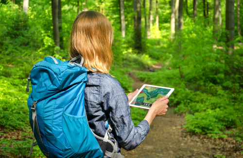 Woman Looking At Environmental Data On Air Quality Weather App