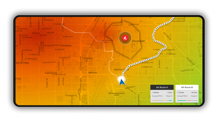 wildfire map route