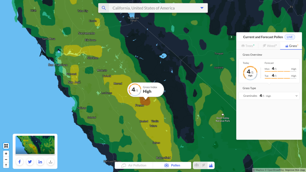 California pollen heatmap
