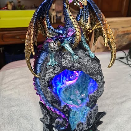 Mlle beauté : fontaine encens led dragon grand modele h 35cm